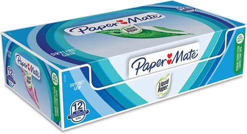 Paper Mate dérouleur de correction Dryline Grip, boîte de 12 pièces