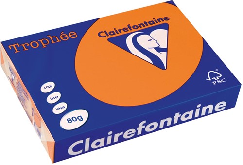 Clairefontaine Trophée papier couleur, A4, 80 g, 500 feuilles, clémentine