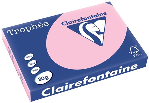 Clairefontaine Trophée Pastel, papier couleur, A3, 80 g, 500 feuilles, rose