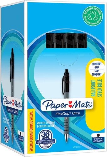 Paper Mate stylo bille Flexgrip Ultra RT noir, boîte 30 + 6 pièces gratuit 36 Stuk