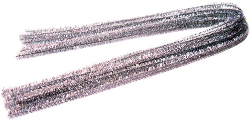 Bouhon ficelle chenille argent, paquet de 10 pièces
