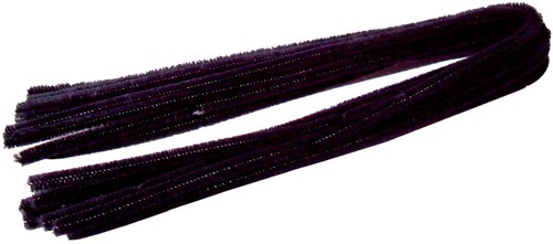 Bouhon ficelle chenille noir, paquet de 10 pièces