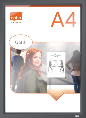 Nobo Impression Pro porte-affiche, ft A4, avec cadre gris 1 Stuk