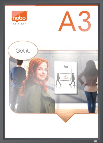Nobo Impression Pro porte-affiche, ft A3, avec cadre gris 1 Stuk