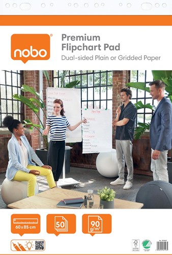 Nobo flipchartpapier premium, ft 60 x 85 cm, blanco/geruit, rol van 50 vel-4