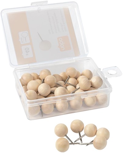 Nobo épingles d'affichage, boule en bois, boîte de 40 pièces