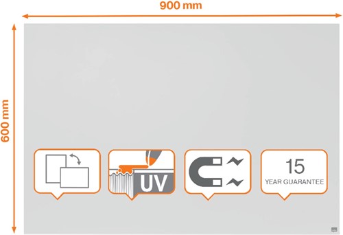 Nobo Infinity tableau blanc sans cadre, acier, magnétique, 90 x 60 cm