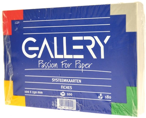 Gallery fiches blanches, ft 10 x 15 cm, uni, paquet de 100 pièces