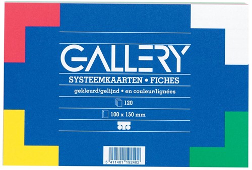 Gallery fiches colorées, ft 10 x 15 cm, paquet de 120 pièces