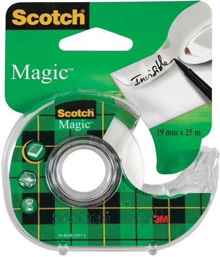 Scotch plakband Magic  Tape ft 19 mm x 25 m, blister met dispenser en 1 rolletje