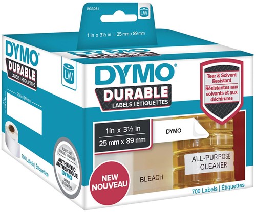 Etiket Dymo LabelWriter industrieel 25x89 2st wit 2 Rol