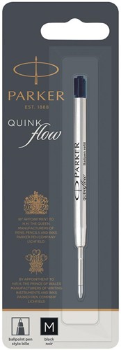 Parker Quinkflow recharge pour stylo bille, pointe moyenne, noir, sous blister 1 Stuk
