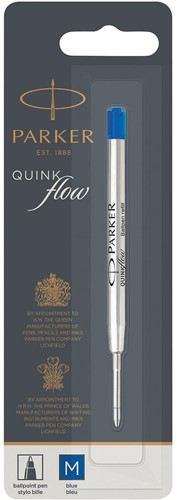 Parker Quinkflow recharge pour stylo bille, pointe moyenne, bleu, sous blister 1 Stuk