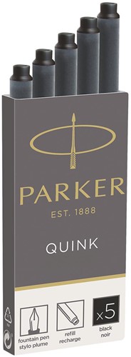 Parker Quink cartouches d'encre, noir, boîte de 5 pièces 5 Stuk