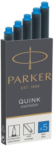 Parker Quink cartouches d'encre, bleu roi, boîte de 5 pièces 5 Stuk