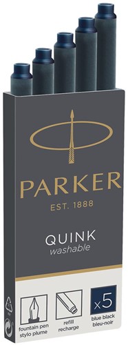 Parker Quink cartouches d'encre, bleu-noir, boîte de 5 pièces 5 Stuk