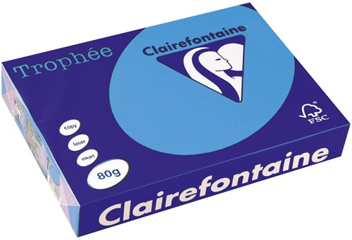Clairefontaine Trophée Intens, papier couleur, A4, 80 g, 500 feuilles, bleu royal