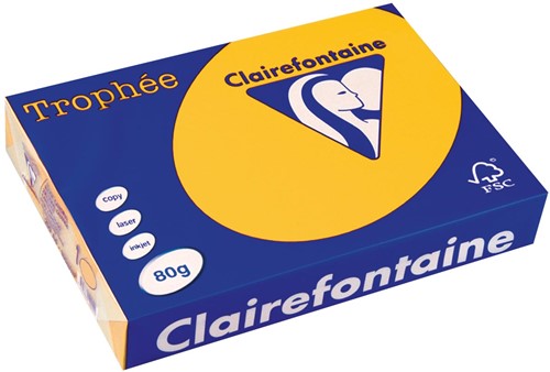 Clairefontaine Trophée Intens, papier couleur, A4, 80 g, 500 feuilles, jaune tournesol