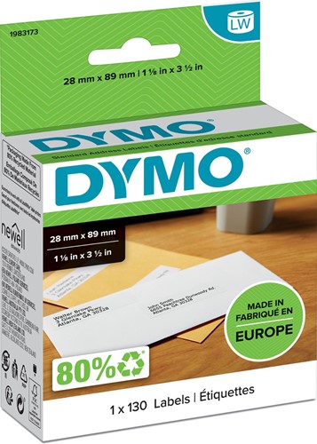 Dymo étiquettes durable LabelWriter ft 28 x 89 mm, 130 étiquettes 1 Rol