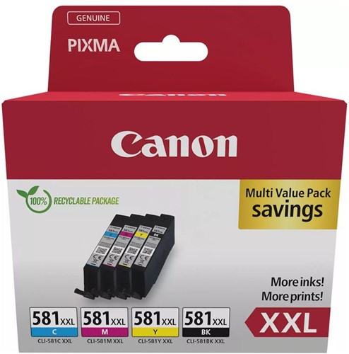 Canon inktcartridge CLI-581 XXL, 282 - 858 foto's, OEM 1998C007, 4 kleuren