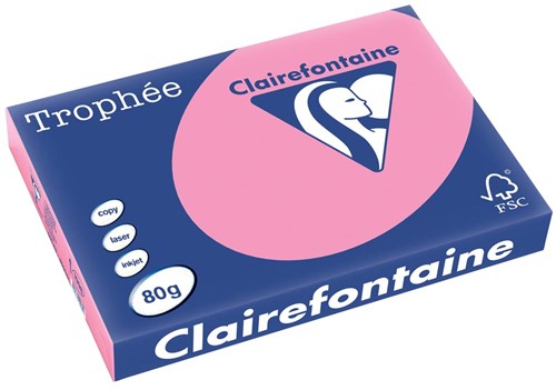 Clairefontaine Trophée Pastel, gekleurd papier, A3, 80 g, 500 vel, felroze