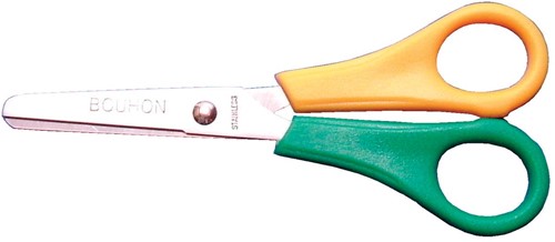 Bouhon schaar Inox 14 cm, voor linkshandigen, geel/groen, met ronde punt