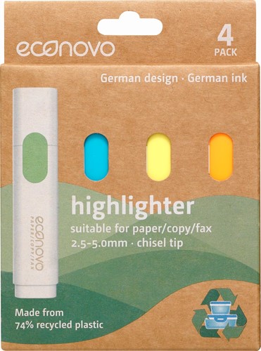 Econovo markeerstift, blister van 4 stuks, geassorteerde kleuren 4 Stuk