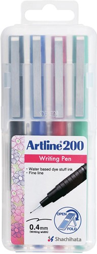 Artline 200 fineliner, etui van 4 stuks, assorti
