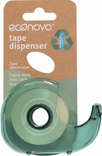 Econovo plakband, met afroller, 18 mm x 33 m, op blister in kraft