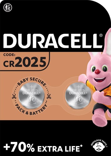 Duracell piles bouton Electronics, CR2025, blister 2 pièces 2 Stuk