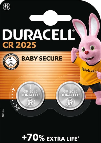 Duracell knoopcel Electronics CR2025, blister van 2 stuks 2 Stuk