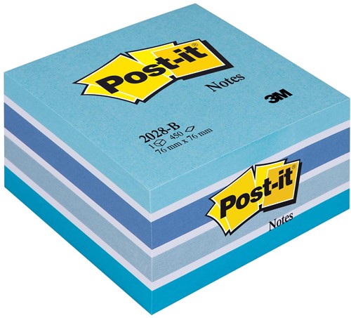 Post-it Notes kubus, 450 vel, ft 76 x 76 mm, blauw 1 Stuk