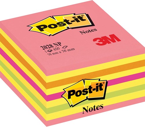 Post-it Notes kubus, 450 vel, ft 76 x 76 mm, roze-geel tinten 1 Stuk