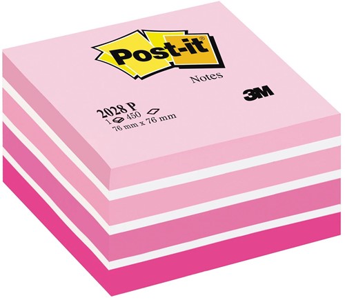 Post-it Notes cube, 450 feuilles, t 76 x 76 mm, rose 1 Stuk