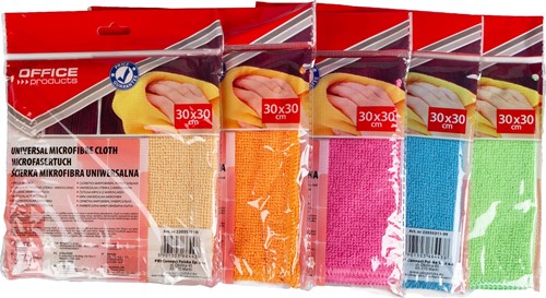 OFFICE products huishouddoekjes, 32 x 50 cm, geassorteerde kleuren, pak van 5 stuks