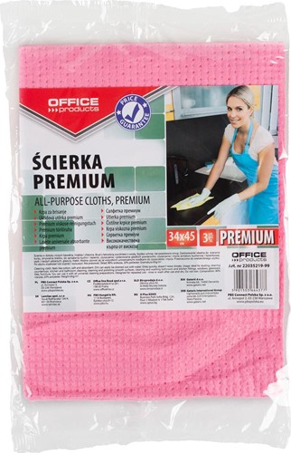 OFFICE products huishouddoekjes, premium, ft 34 x 45 cm, geassorteerde kleuren, pak van 3 stuks