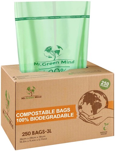 Mr. Green Mind sac à ordures Bio, 2-3 litres, vert, boite de 250 pièces