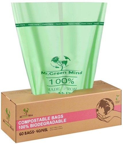 Mr. Green Mind sac à ordures Bio, 40-45 litres, vert, boite de 60 pièces