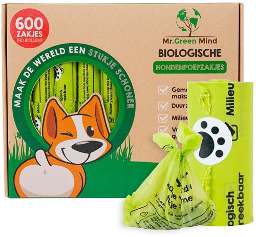 Mr. Green Mind sacs à déjections canines Bio, vert, boite de 600 pièces