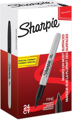 Sharpie marqueur permanente, fin, value pack de 24 pièces (20 + 4 gratuites), noir