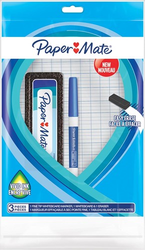 Paper Mate marquer pour tableaux blanc avec pointe fine, set de 3 pièces, bleu