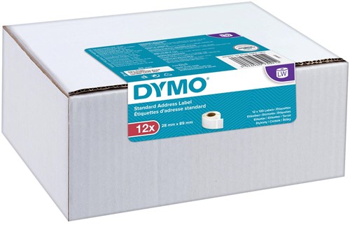 Dymo Value Pack: etiketten LabelWriter ft 89 x 28 mm, wit, doos van 12 x 130 etiketten