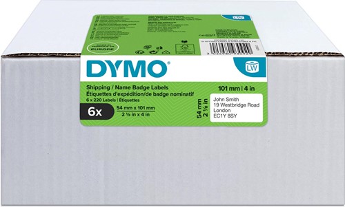 Dymo Value Pack: étiquettes LabelWriter ft 101 x 54 mm, blanc, boîte de 6 x 220 étiquettes
