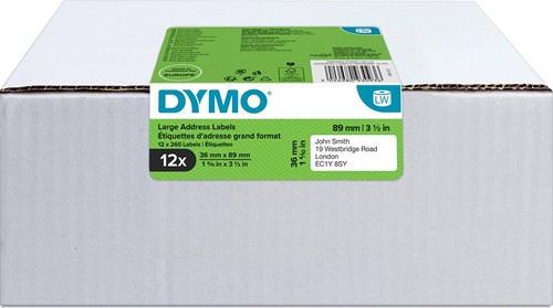 Dymo Value Pack: étiquettes LabelWriter ft 89 x 36 mm, blanc, boîte de 12 x 260 étiquettes
