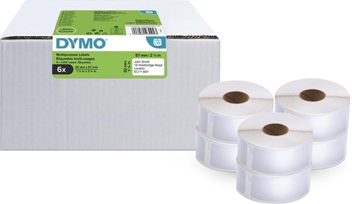 Dymo Value Pack: etiketten LabelWriter ft 57 x 32 mm, verwijderbaar, wit, doos van 6 x 1000 etiketten-2