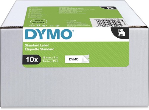 Dymo D1 ruban 19 mm, noir sur blanc, paquet de 10 pièces