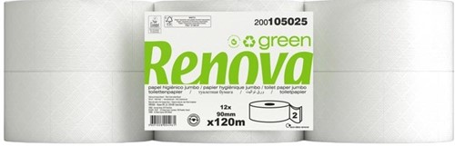Renova Green toiletpapier Jumbo, 2-laags, 120 meter, pak van 12 rollen