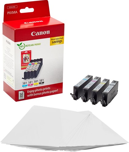 Canon cartouche d'encre CLI-581, 200 - 259 pages, OEM 2103C006, 4 couleurs
