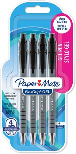 Paper Mate balpen Flexgrip Gel, blister van 4 stuks, zwart