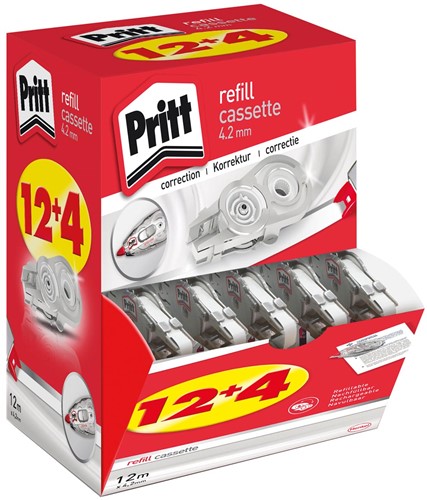 Pritt recharge pour dérouleur de correction Refill Flex, 4,2 mm x 12 m, boîte 12 + 4 gratuit 16 Stuk